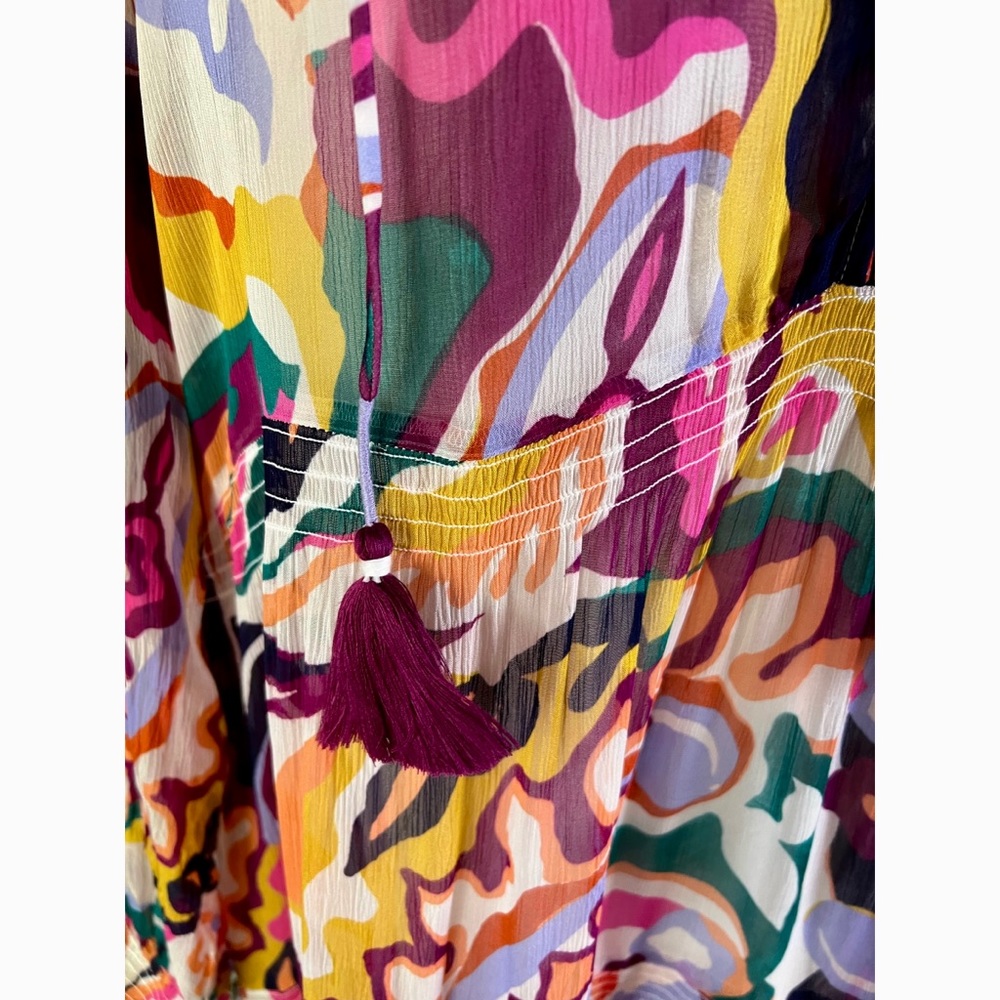 Anthropologie Marais Vibrant Abstract Tiered Maxi Dress - WITH SLIP - Picture 4 of 11